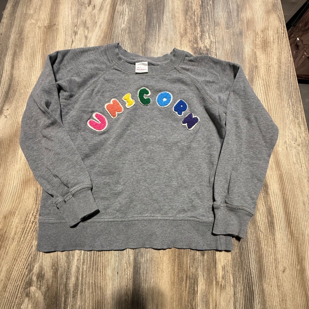 Hanna Andersson Sweatshirt Gray Rainbow Unicorn Kidcore